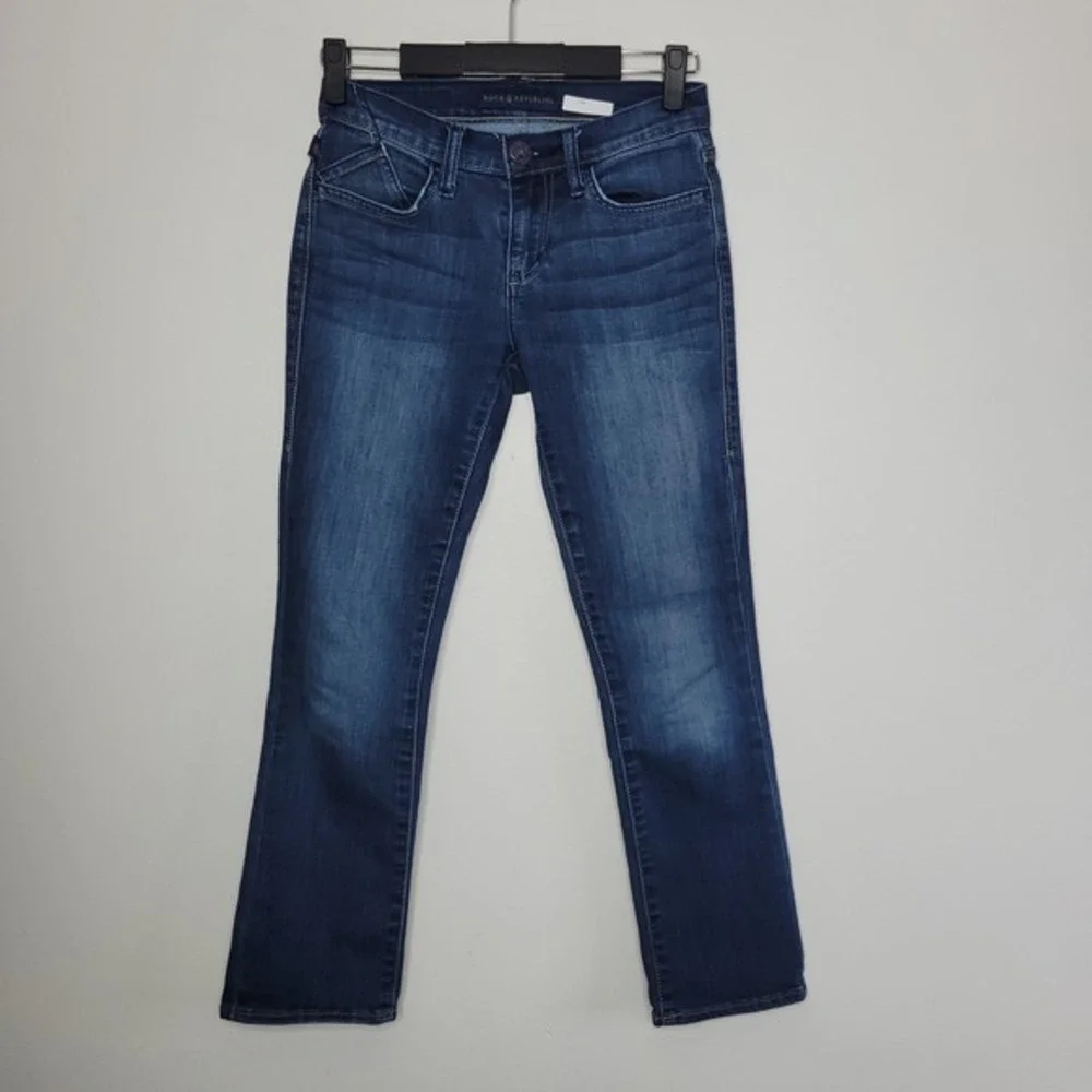 Y2K Rock and Republic Kendall Jeans Women 2 Low Rise Straight Leg Dark Wash Blue
